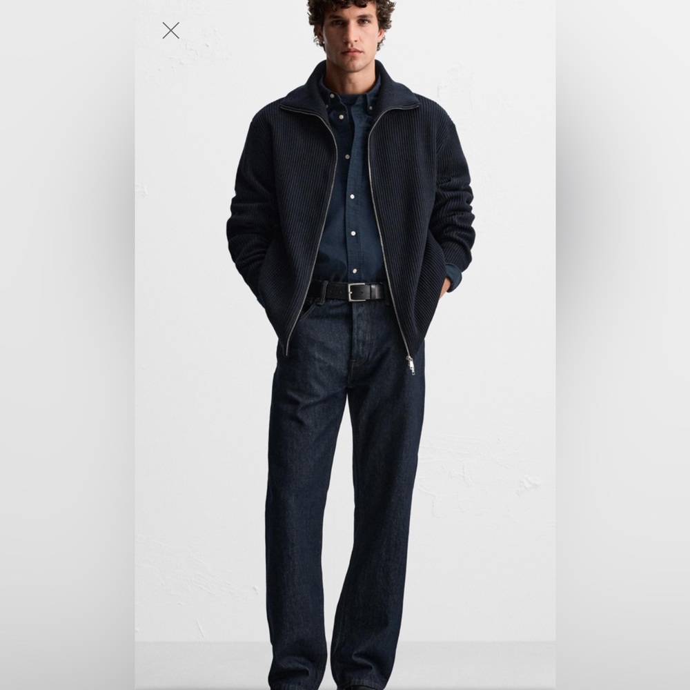 zara knitted bomber jacket zip up